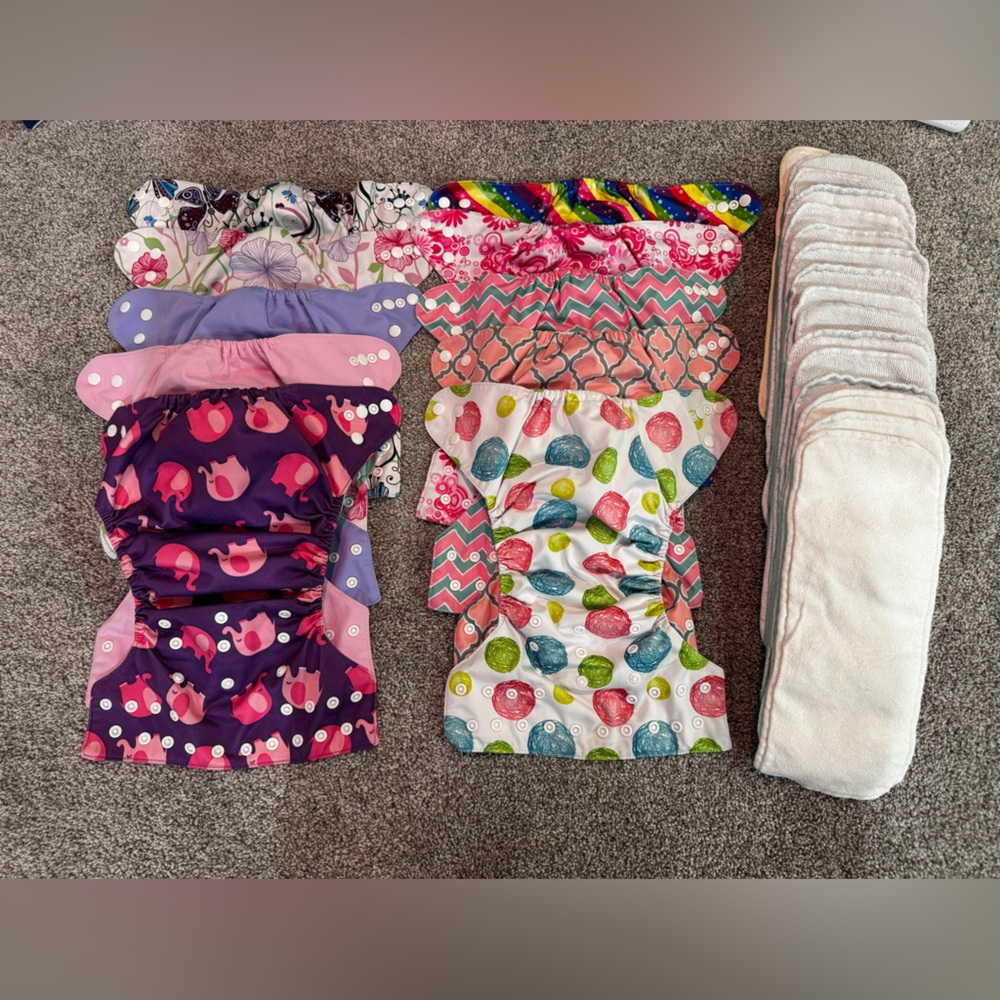 Cloth Diapers Lot- 10 Diapers & 20 liner